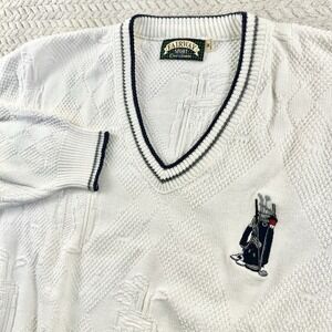 Vintage Golf Sweater Mens Medium Preppy Dad Core Made in USA Grandpa Core Grunge